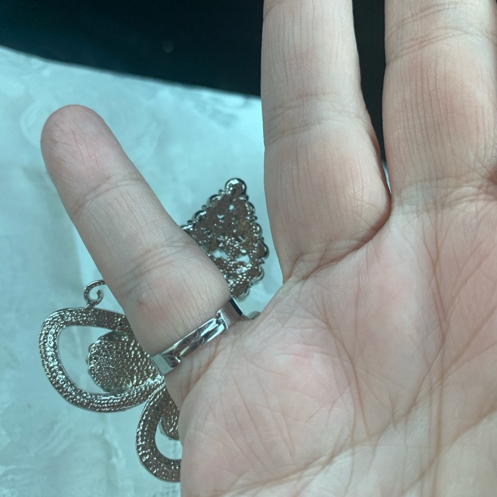Silvertone Embellished Butterfly Ring - Picture 4 of 6